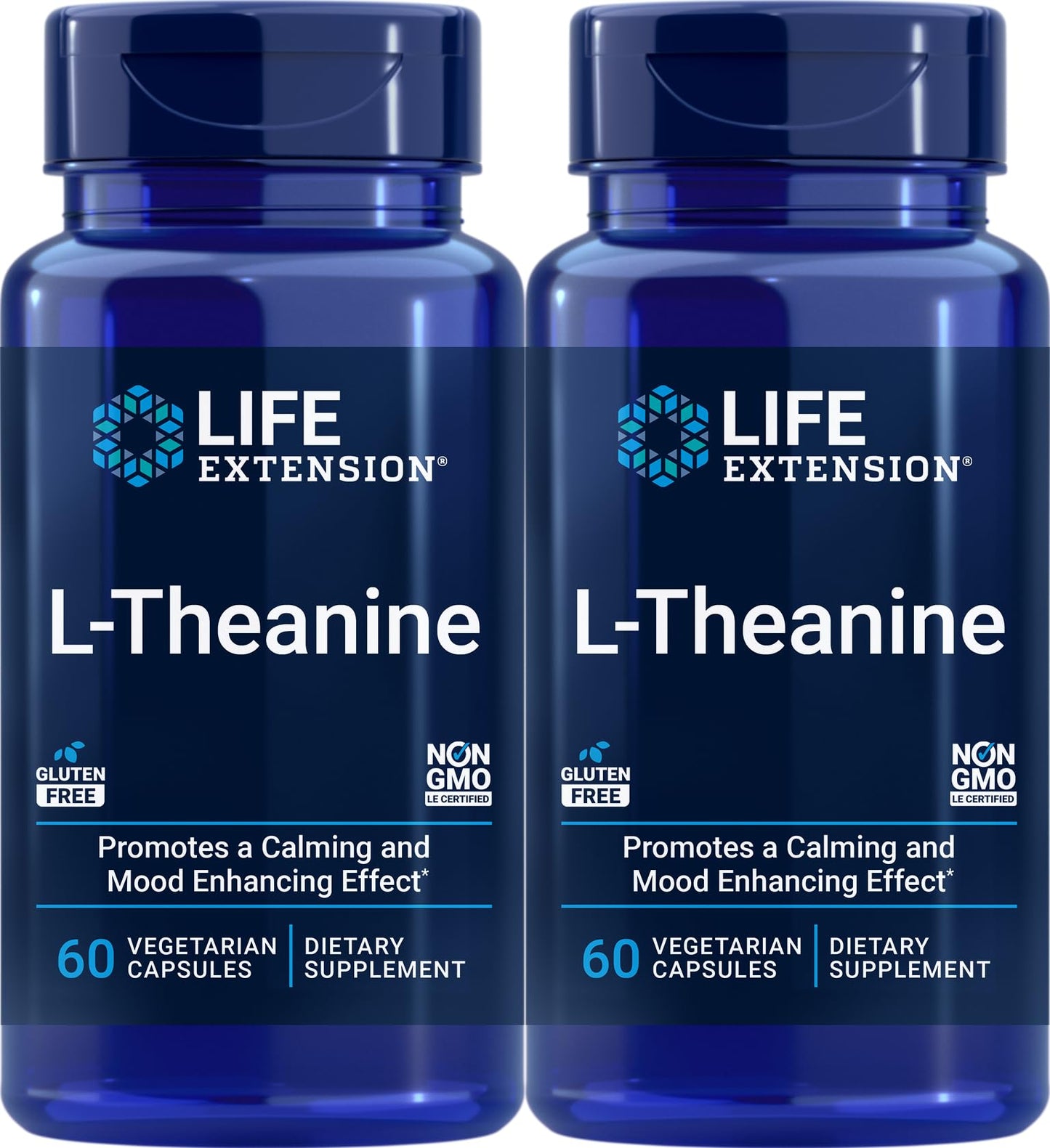 Life Extension L-Theanine, 60 Vegetarian Capsules (Pack of 2)