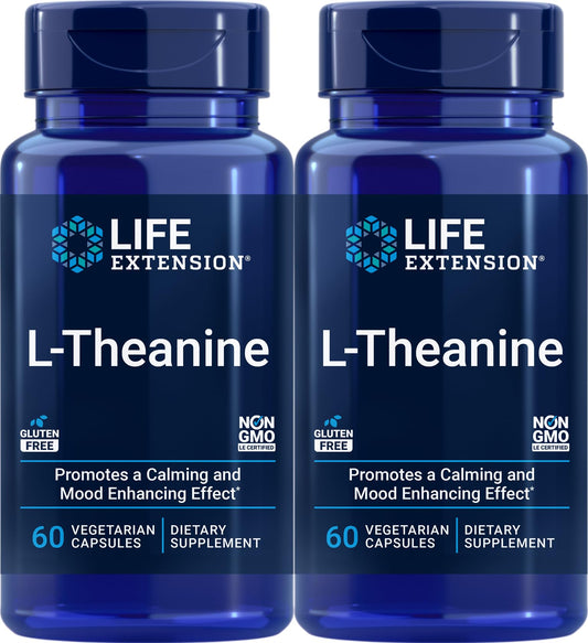 Life Extension L-Theanine, 60 Vegetarian Capsules (Pack of 2)