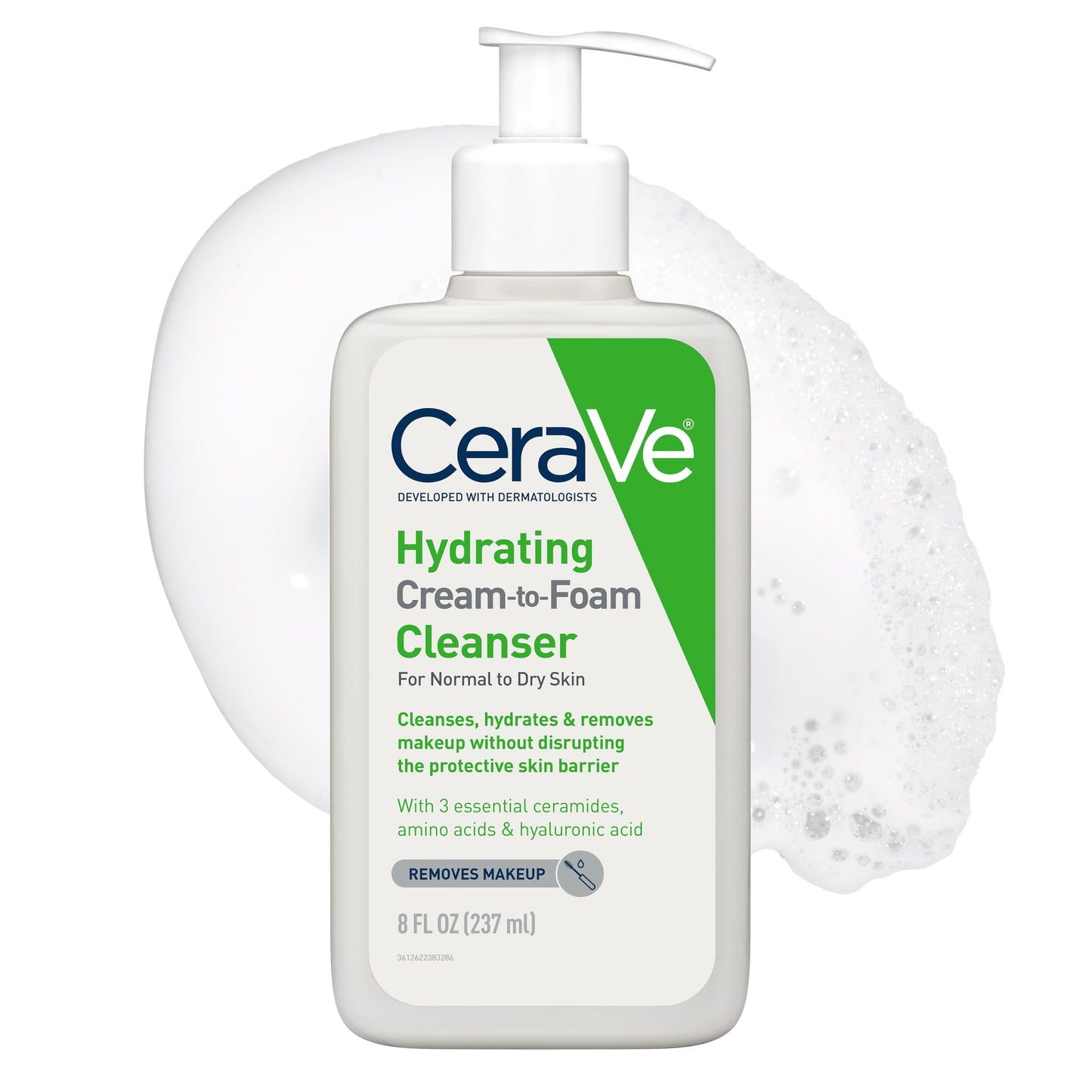 CeraVe Hydrating Cream To Foam Cleanser, Face Wash for Dry Skin, 8oz