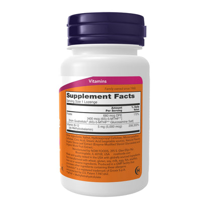 NOW Foods Supplements, Methyl B-12 (Methylcobalamin) 5,000 mcg, Nervous System Health*, 60 Lozenges