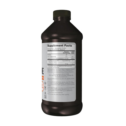 NOW Foods Sports Nutrition, L-Carnitine Liquid, Triple Strength 3000 mg, Citrus, 16-Ounce