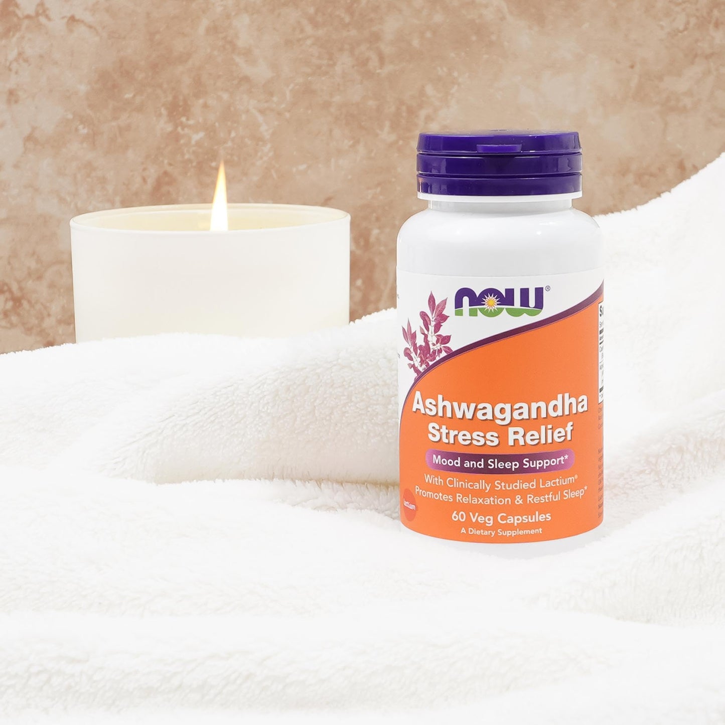 Now Supplements, Ashwagandha Stress Relief, Mood and Sleep Support*, with Clinically Studied Lactium®, Promotes Relaxation & Restful Sleep*, 60 Veg Capsules