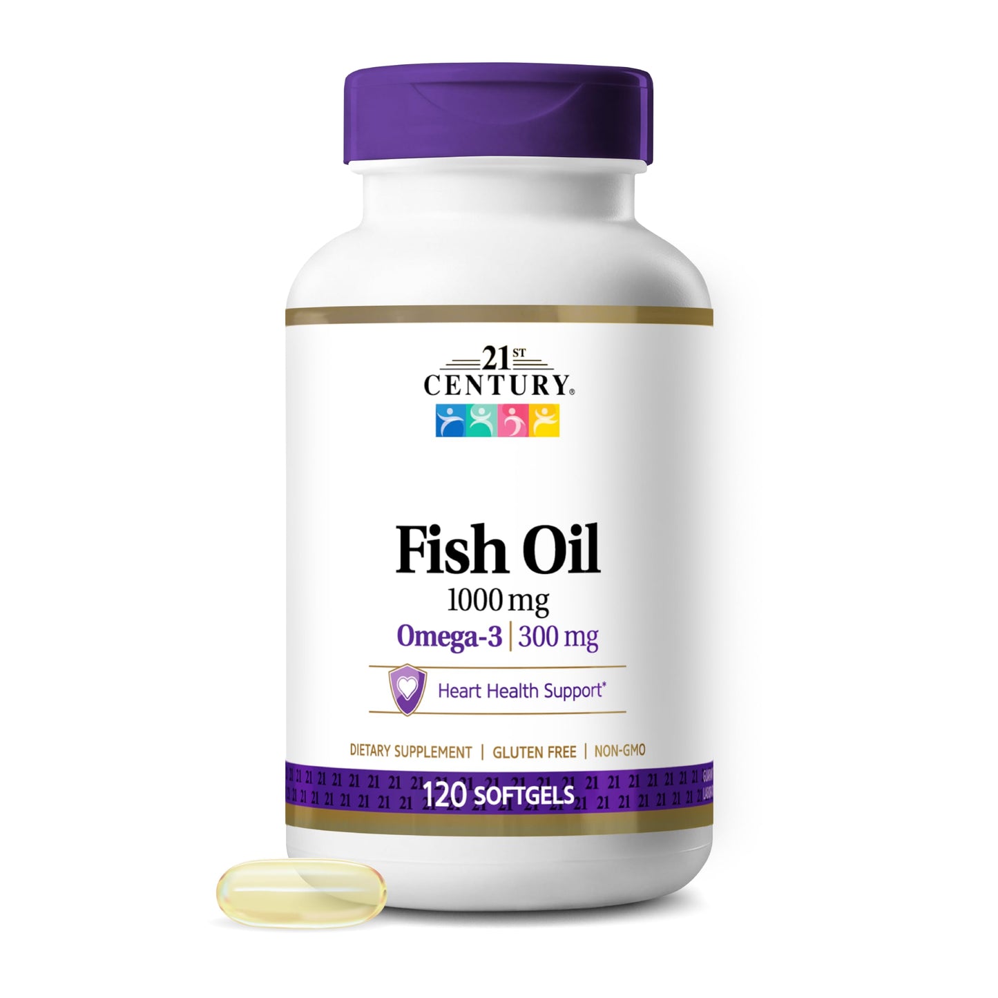21st Century Fish Oil 1000mg Omega-3 Softgels, Mercury-Filtered, 120ct