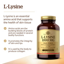 Solgar L-Lysine 1000 mg, 100 Tablets - Enhanced Absorption and Assimilation