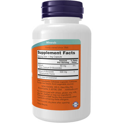 NOW Foods Supplements, Calcium D-Glucarate 500 mg, Detoxification Support*, 90 Veg Capsules