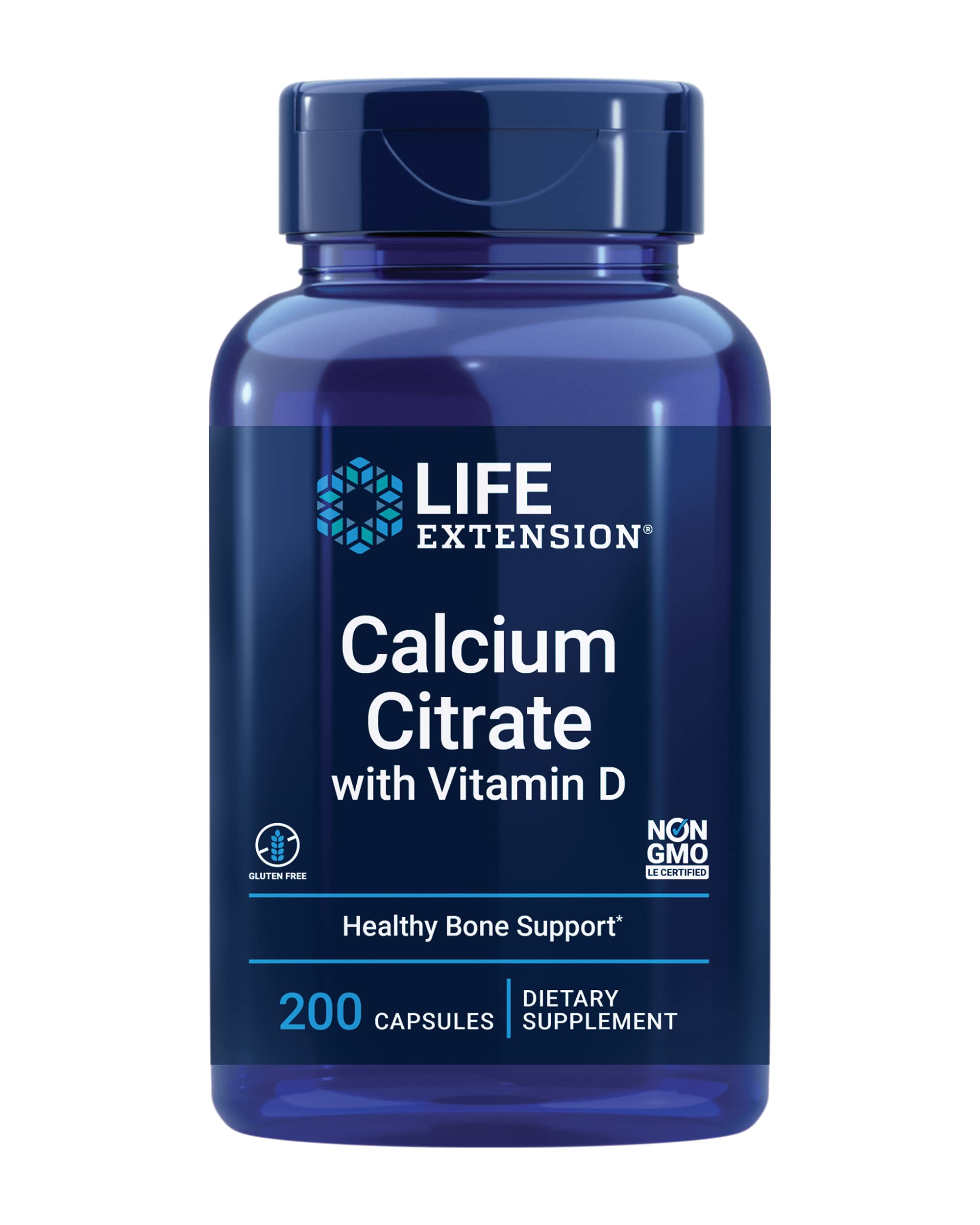 Life Extension Calcium Citrate with Vitamin D, 200 Capsules