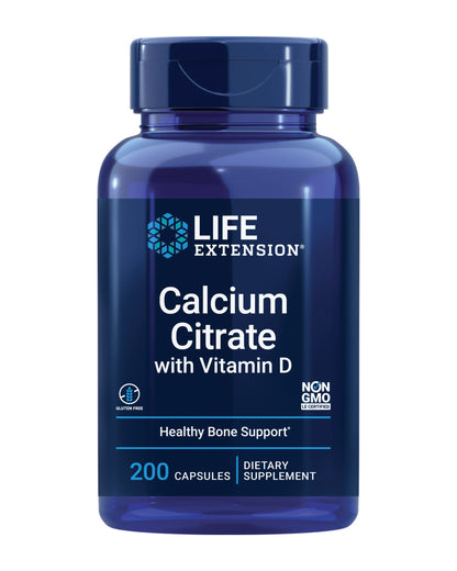 Life Extension Calcium Citrate with Vitamin D, 200 Capsules