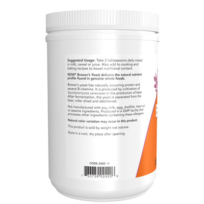 NOW Foods Supplements, Brewer's Yeast Powder with naturally occurring Protein and D-Vitamins, 1-Pound