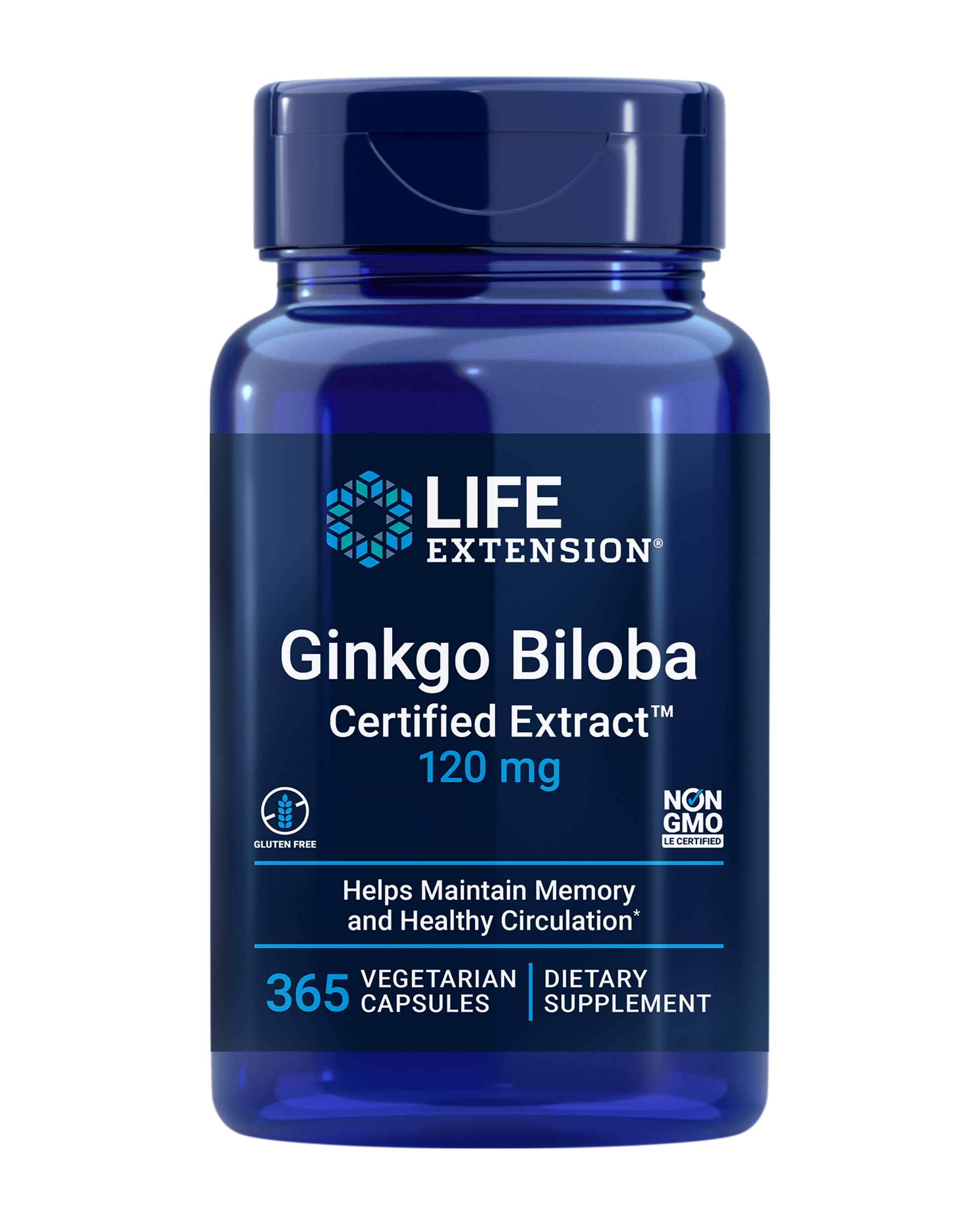 Life Extension Ginkgo Biloba Certified Extract, 120 mg, 365 Capsules