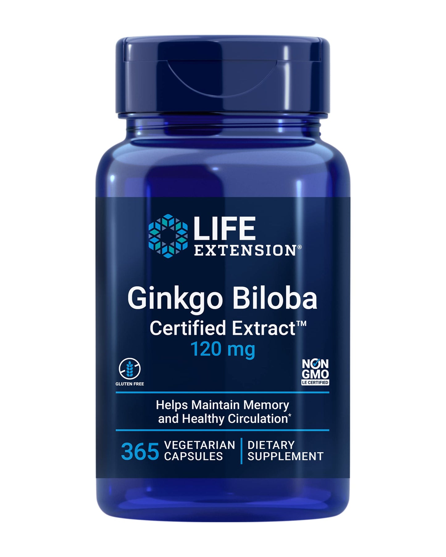 Life Extension Ginkgo Biloba Certified Extract, 120 mg, 365 Capsules