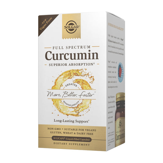 Solgar Full Spectrum Curcumin - 30 LiCaps - Superior Absorption - Brain, Joint & Immune Health - Non-GMO, Vegan, Gluten Free, Dairy Free - 30 Servings