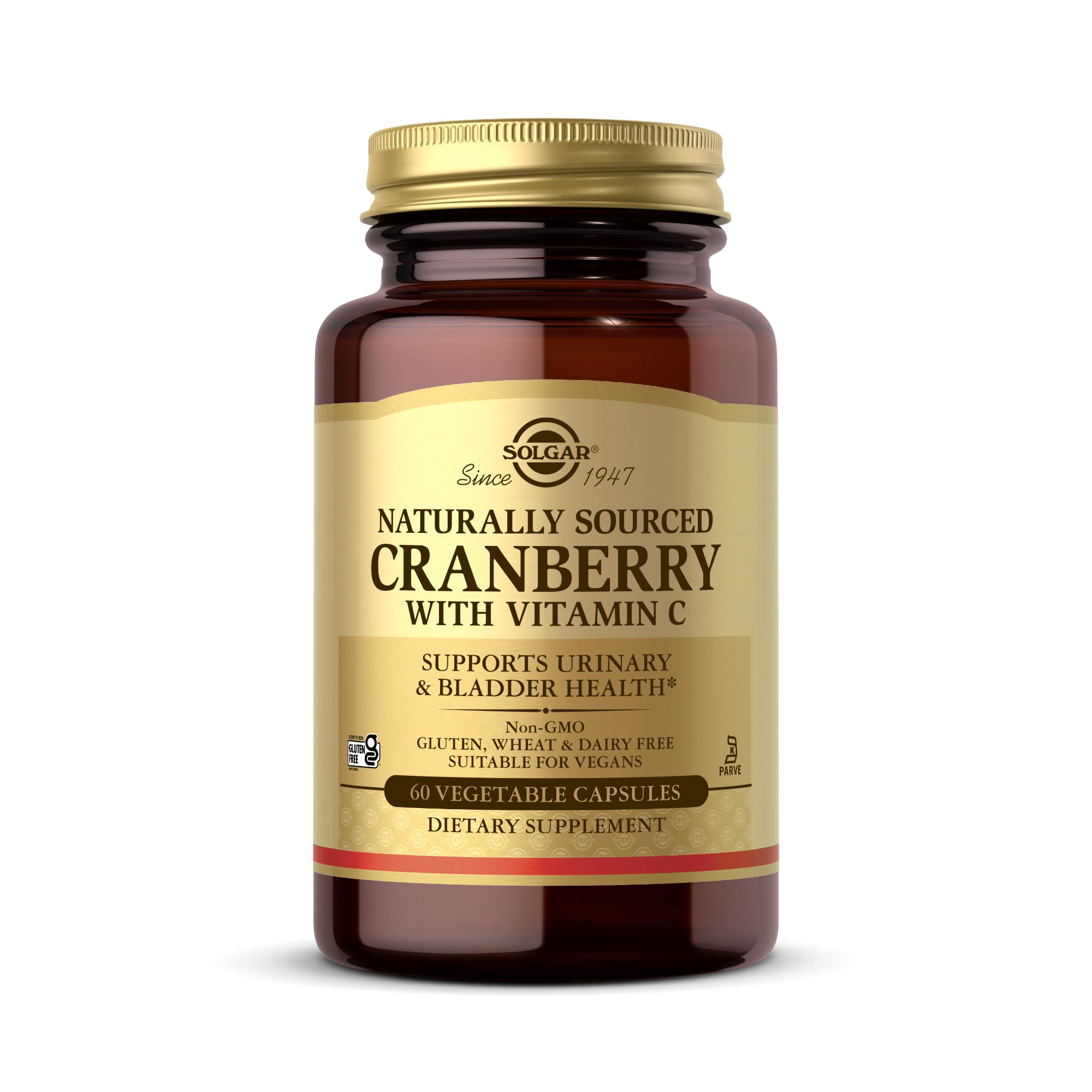 Solgar Cranberry with Vitamin C - 60 Vegetable Capsules - Supports Urinary & Bladder Health - Non-GMO, Vegan, Kosher, Gluten Free - 60 Servings