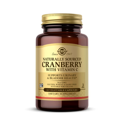 Solgar Cranberry with Vitamin C - 60 Vegetable Capsules - Supports Urinary & Bladder Health - Non-GMO, Vegan, Kosher, Gluten Free - 60 Servings