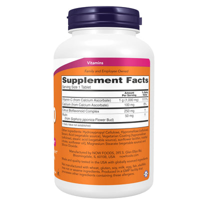 NOW Foods Supplements, Vitamin C-1000 Complex with 250 mg of Bioflavonoids, Buffered, Antioxidant Protection*, 180 Tablets
