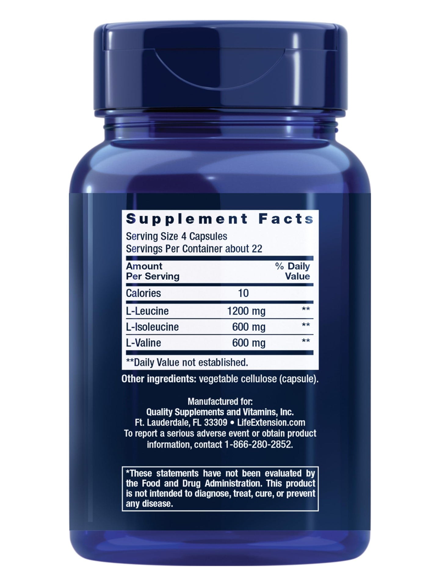 Life Extension Branched Chain Amino Acids (BCAAs), leucine, isoleucine, valine, Promotes Muscle Recovery After Exercise, Gluten-Free, Non-GMO, 90 Capsules