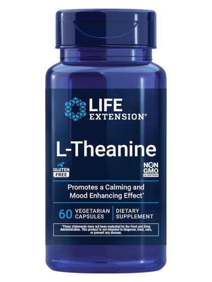 Life Extension L-Theanine, Amino Acid theanine, Calm, Relaxation, Mood, Gluten-Free, Non-GMO, Vegetarian, 200 mg, 60 Capsules