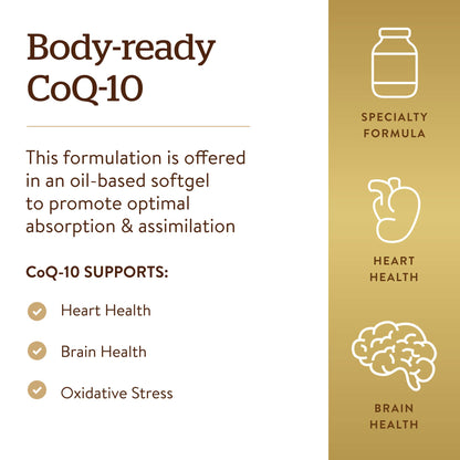 Solgar Megasorb CoQ-10 400 mg, 60 Softgels - Supports Brain Function