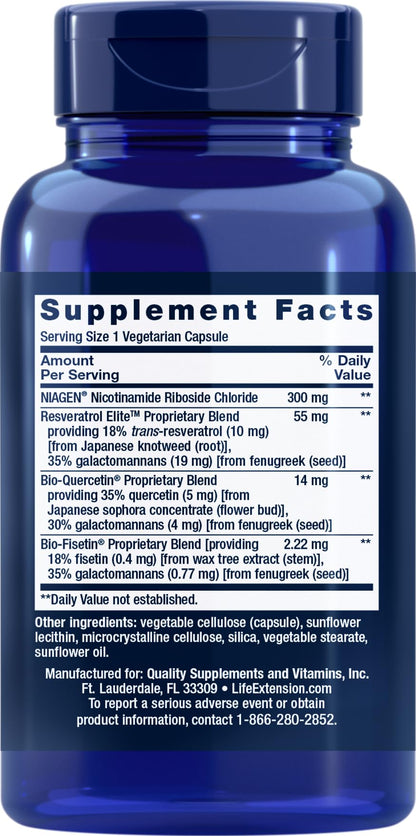 Life Extension NAD+ Cell Regenerator and Resveratrol Elite, 90 Veg Caps