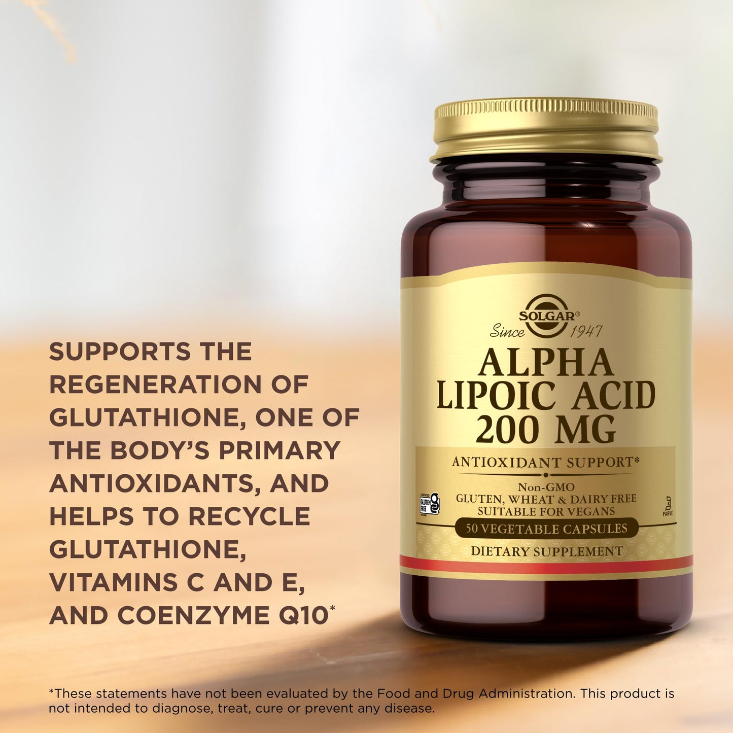 Solgar Alpha Lipoic Acid 200 mg, 50 Vegetable Capsules (Pack of 3) - Antioxidant Support - Helps to Recycle Glutathione, Vitamin C & E, CoQ-10 - Non-GMO, Vegan, Gluten Free, Dairy Free, Kosher - 150 Total Servings