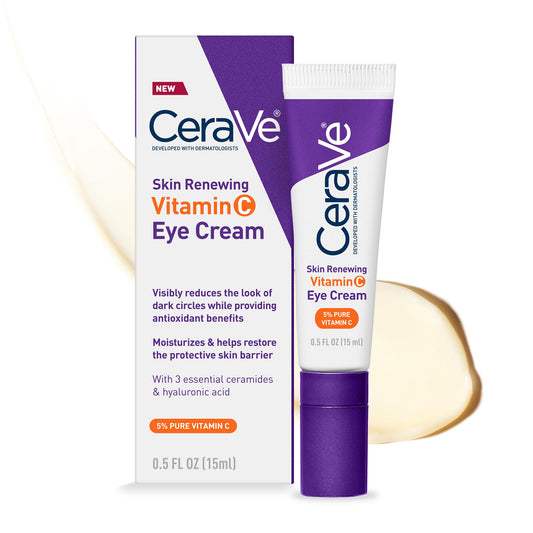 CeraVe Vitamin C Eye Cream, Hyaluronic Acid Under Eye Brightener, 0.5oz