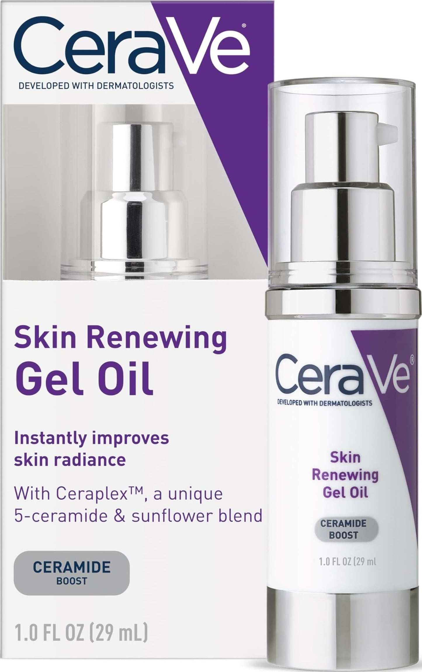 CeraVe Skin Renewing Gel Oil, Hydrating Hyaluronic Acid Serum for Face, 1oz