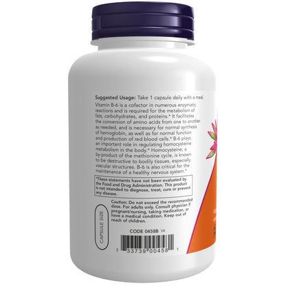 NOW Foods Supplements, Vitamin B-6 (Pyridoxine HCl) 100 mg, Cardiovascular Health, 250 Veg Capsules