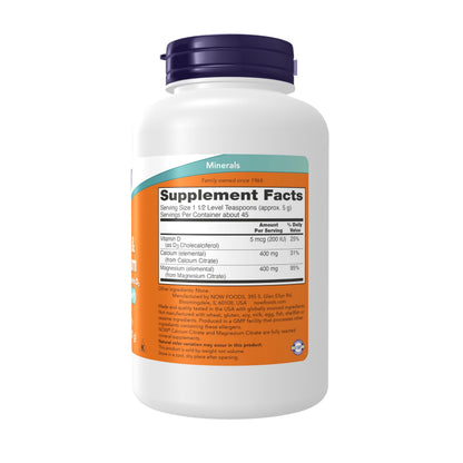 NOW Foods Supplements, Calcium & Magnesium Citrate Powder with Vitamin D3, Supports Bone Health*, 8-Ounce