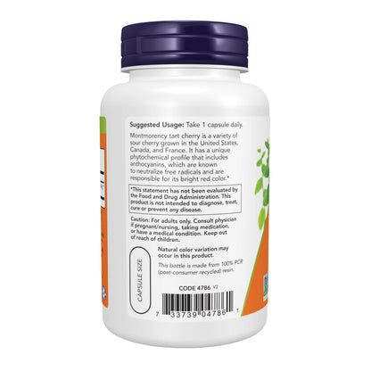 NOW Foods Supplements, Tart Cherry (Prunus cerasus) 500 mg, 50:1 Concentrate, Herbal Supplement, 90 Veg Capsules