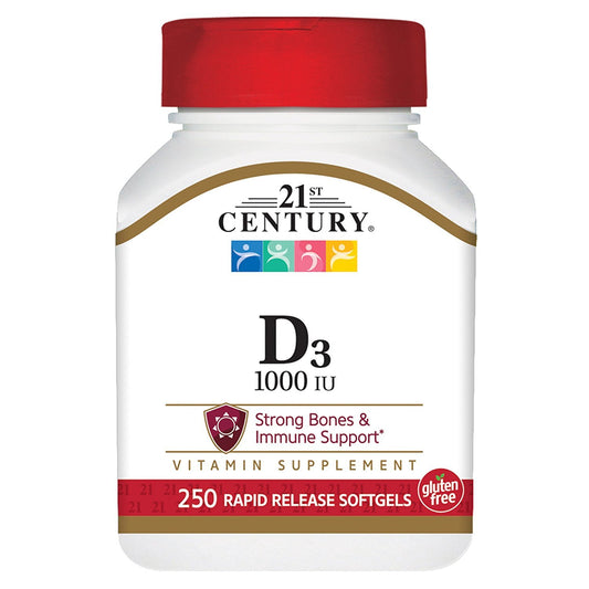 21st Century Vitamin D3 1000 IU Softgels, Bone & Immune, 250 Count