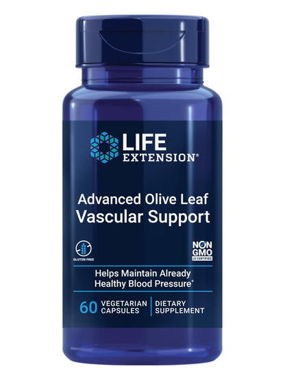Life Extension Advanced Olive Leaf Vascular Support, Olive Extract, Celery Extract, oleuropein, Cardiovascular Health, Vegetarian, Gluten-Free, Non-GMO, 60 Capsules