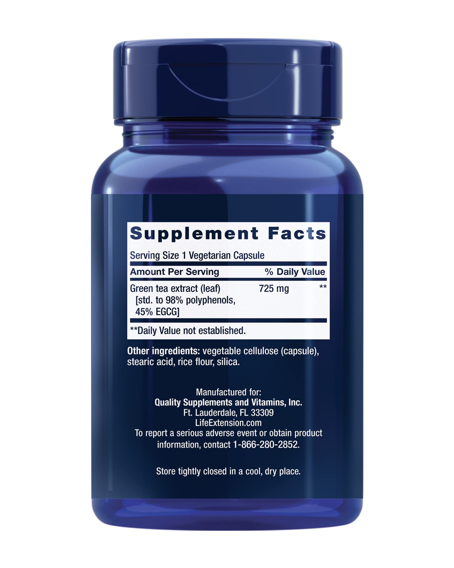 Life Extension Lightly Caffeinated Mega Green Tea Extract, Camellia sinensis Extract with Concentrated EGCG polyphenol Content, Gluten-Free, Non-GMO, Vegetarian, 100 Capsules
