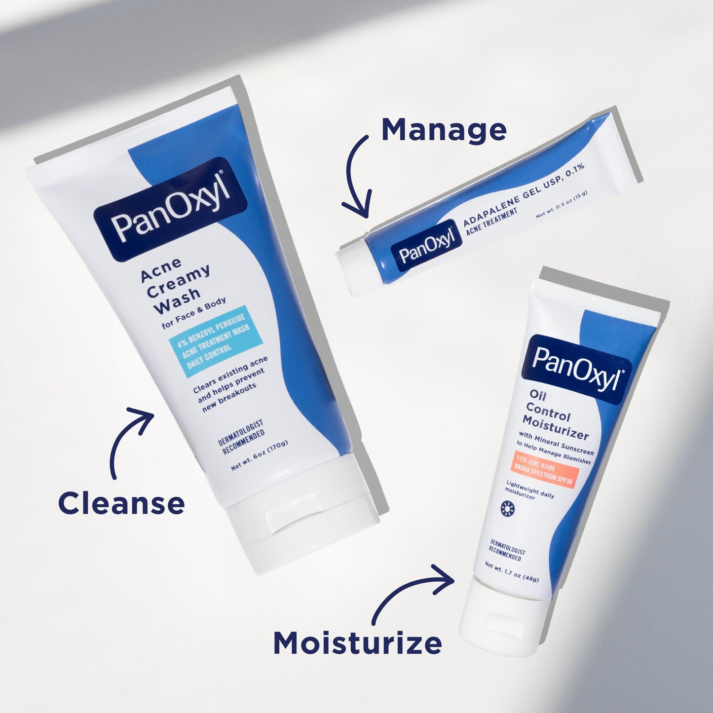 PanOxyl Adapalene 0.1% Leave-On Gel, Retinoid Gel Acne Treatment, 30-Day Supply, Acne Prone Skin, Oil, Fragrance, and Paraben Free, 0.5 oz
