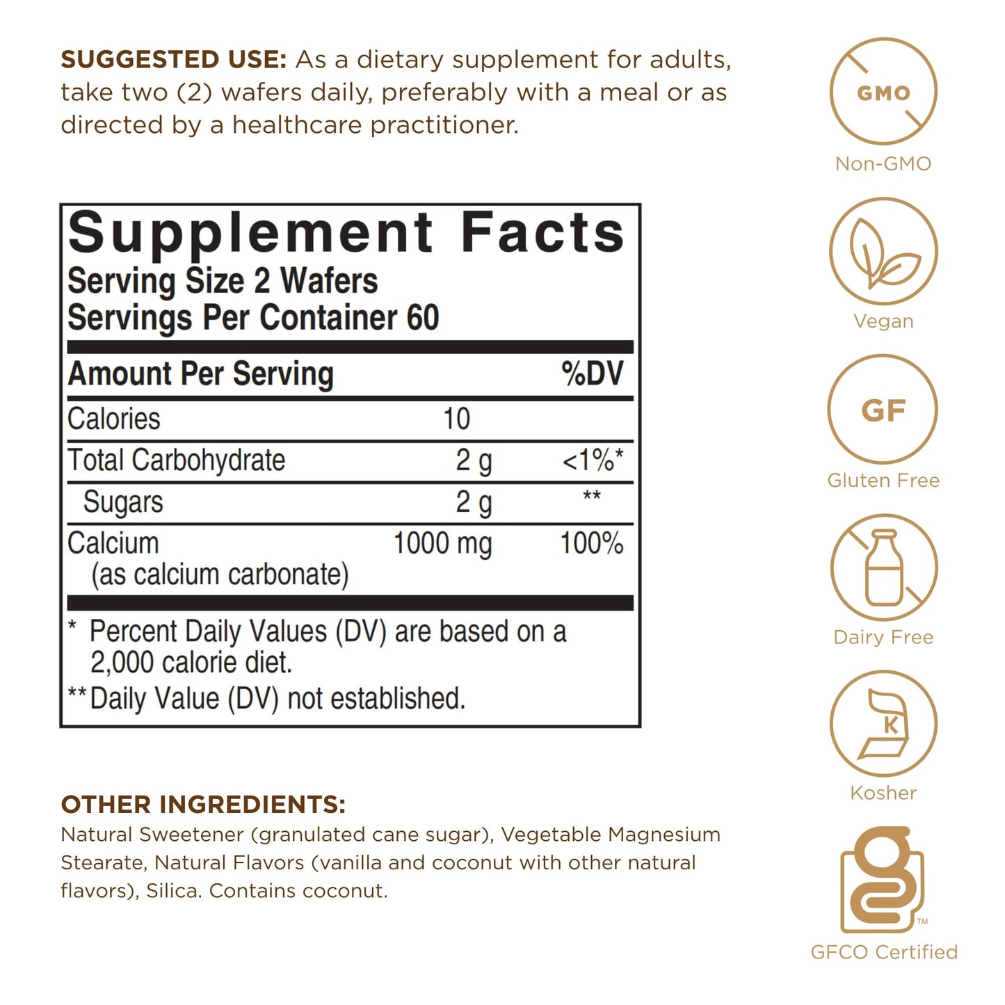 Solgar Chewable Calcium 500 mg - 120 Wafers, Pack of 3 - Promotes Musculoskeletal Health - Non-GMO, Vegan, Gluten, Wheat & Dairy Free, Kosher - 180 Total Servings