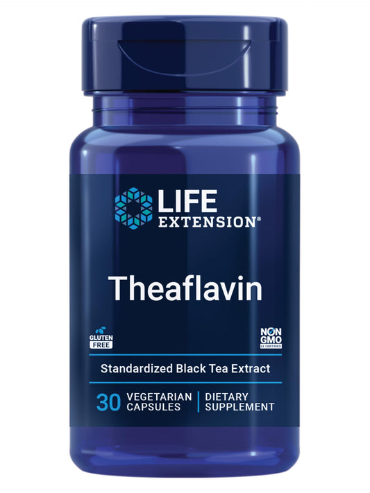 Life Extension Theaflavin Standardized Extract – Tea Leaf Flavonoids, Arterial Health Support, Helps Maintain Already-Heathy Cholesterol – Gluten-Free, Non-GMO, Vegetarian – 30 Capsules