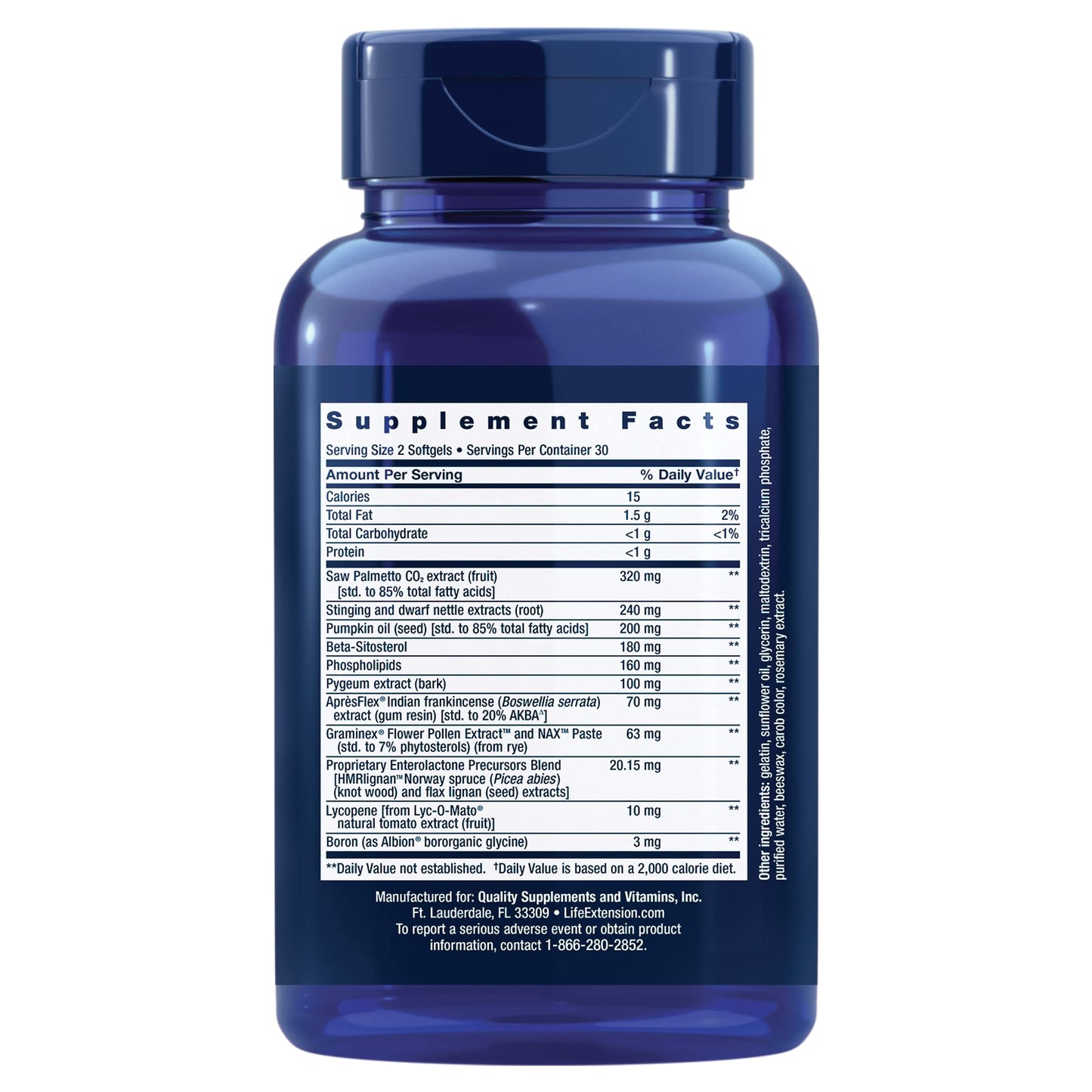 Life Extension Ultra Prostate Formula, Saw Palmetto for Men, pygeum, stinging Nettle Root, lycopene, Prostate Health, Urination Flow, PSA, Non-GMO, Gluten-Free, 60 softgels