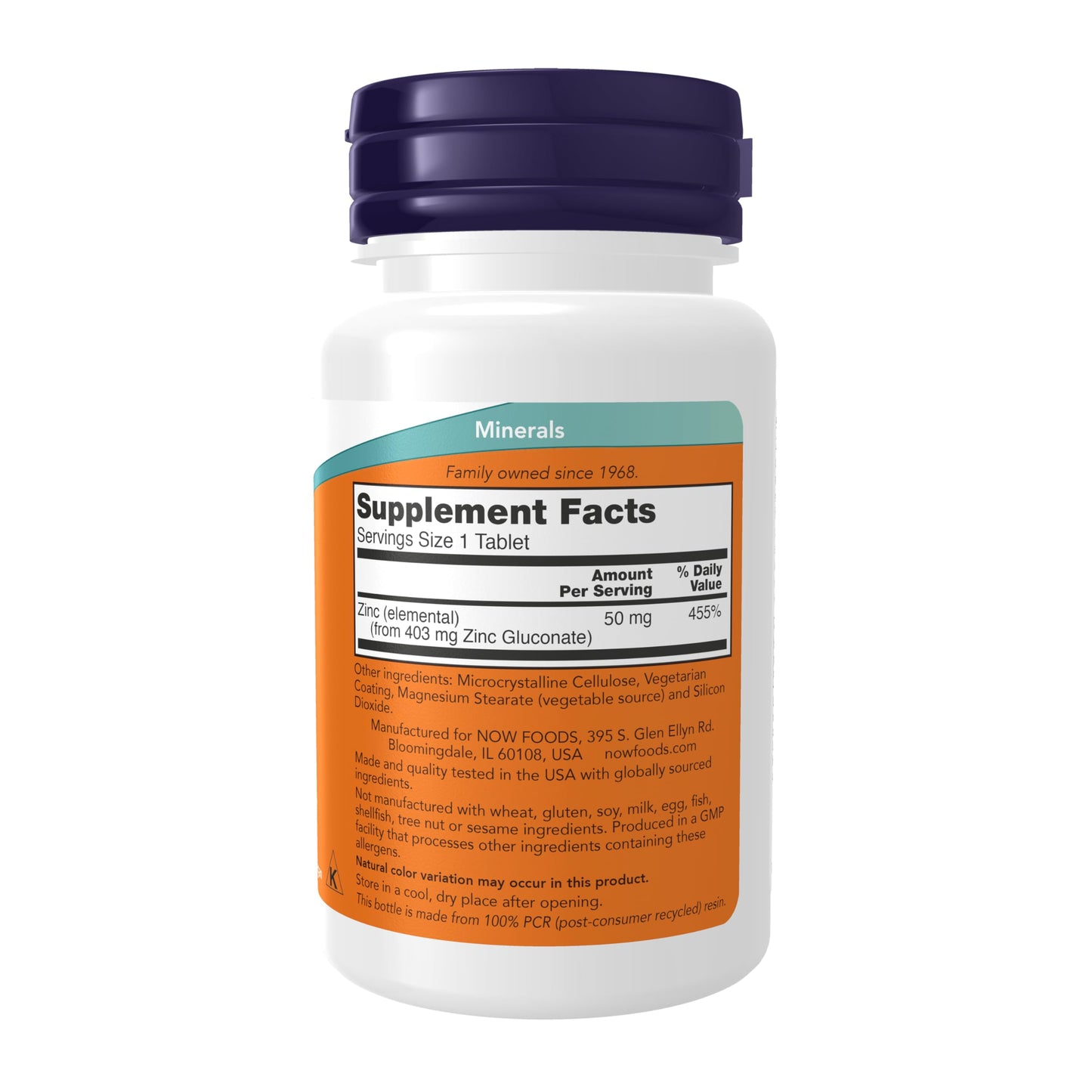 NOW Foods Zinc Gluconate, 100 Tablets / 50mg