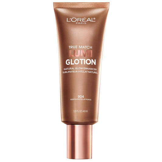 L'Oreal Paris Makeup True Match Lumi Glotion, Natural Glow Enhancer, Illuminator Highlighter, Bronzing Drops For a Sun-Kissed Glow For Face and Body, 904 Deep, 1.35 fl oz