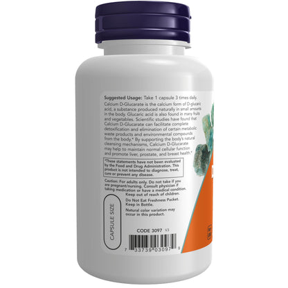 NOW Foods Supplements, Calcium D-Glucarate 500 mg, Detoxification Support*, 90 Veg Capsules