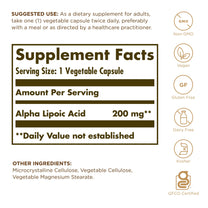 Solgar Alpha Lipoic Acid 200 mg, 50 Vegetable Capsules (Pack of 3) - Antioxidant Support - Helps to Recycle Glutathione, Vitamin C & E, CoQ-10 - Non-GMO, Vegan, Gluten Free, Dairy Free, Kosher - 150 Total Servings