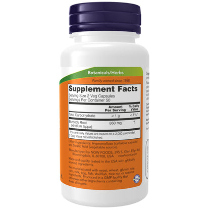 NOW Supplements, Burdock Root (Arctium lappa) 430 mg, Herbal Supplement, 100 Veg Capsules