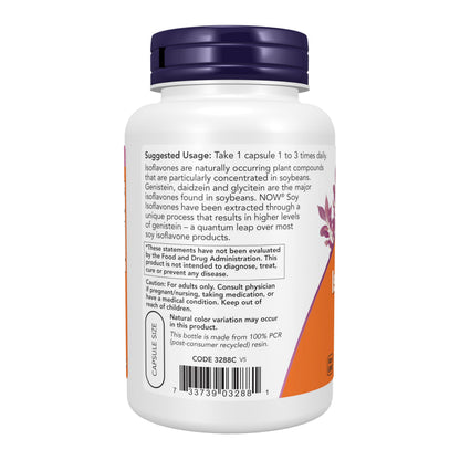 NOW Foods Supplements, Soy Isoflavones, 60 mg (Plant Compounds Particularly Concentrated in Soybeans, like Genistein, Daidzein and Glycitein), 120 Veg Capsules