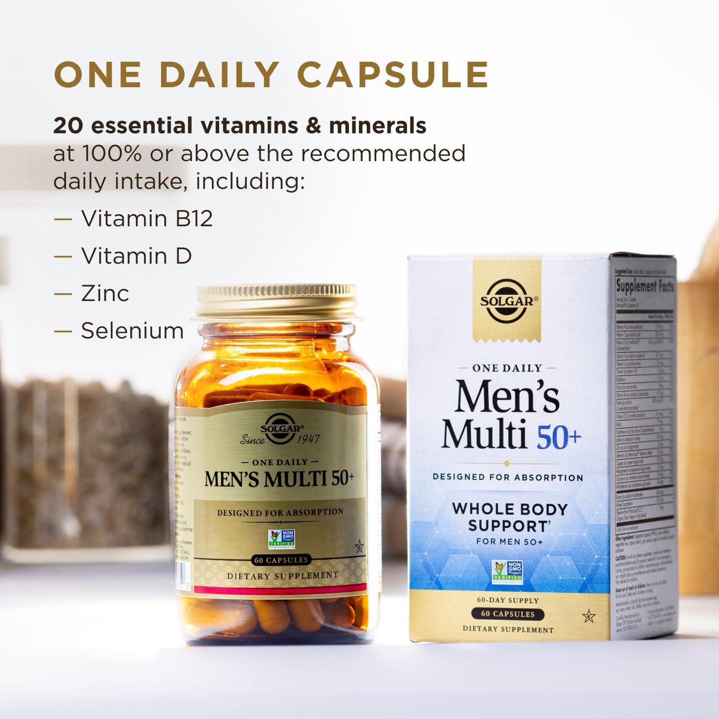 Solgar One Daily Men's Multi 50+ Whole Body Support, 60 Servings