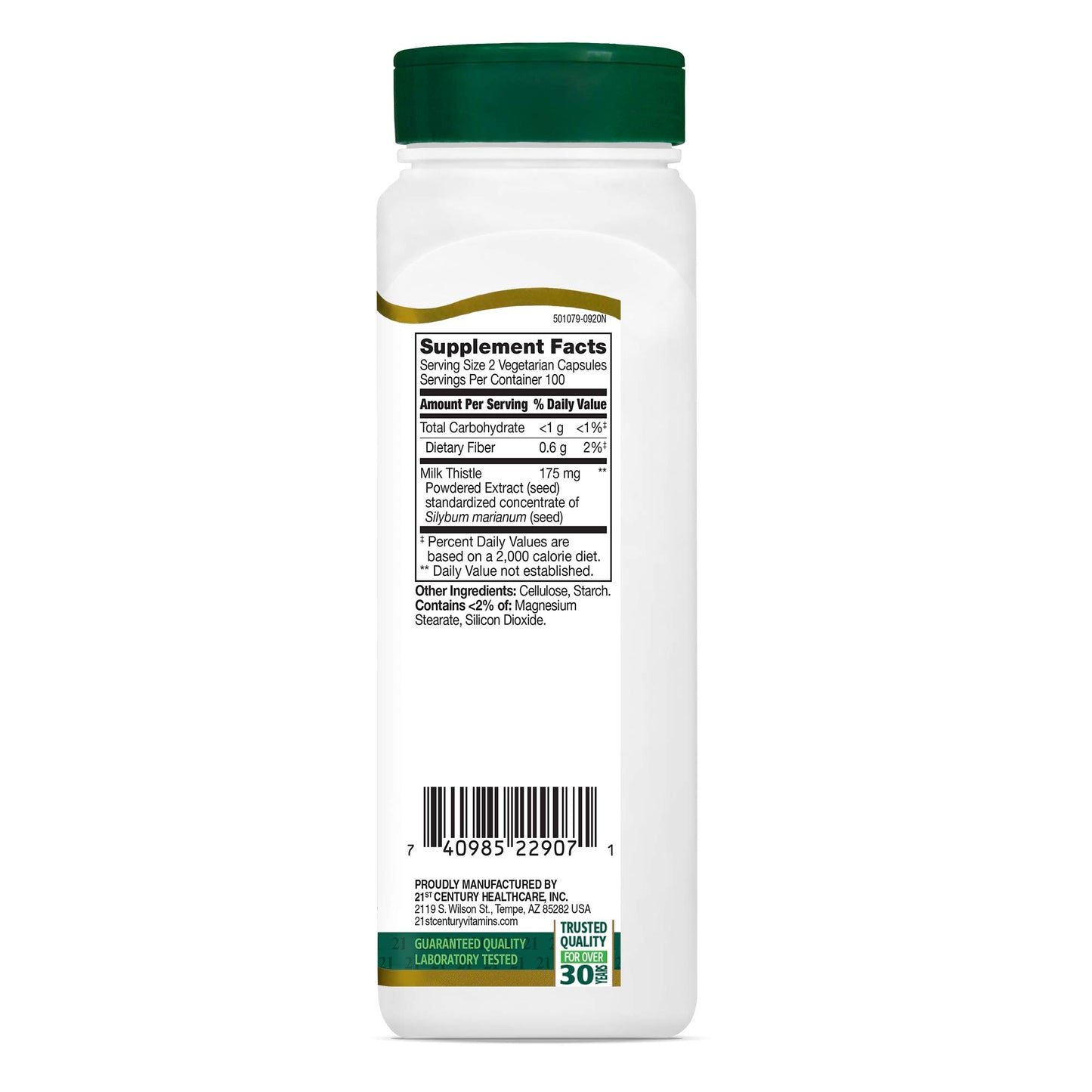 21st Century Milk Thistle Extract Vegetarian Capsules, 200 Count