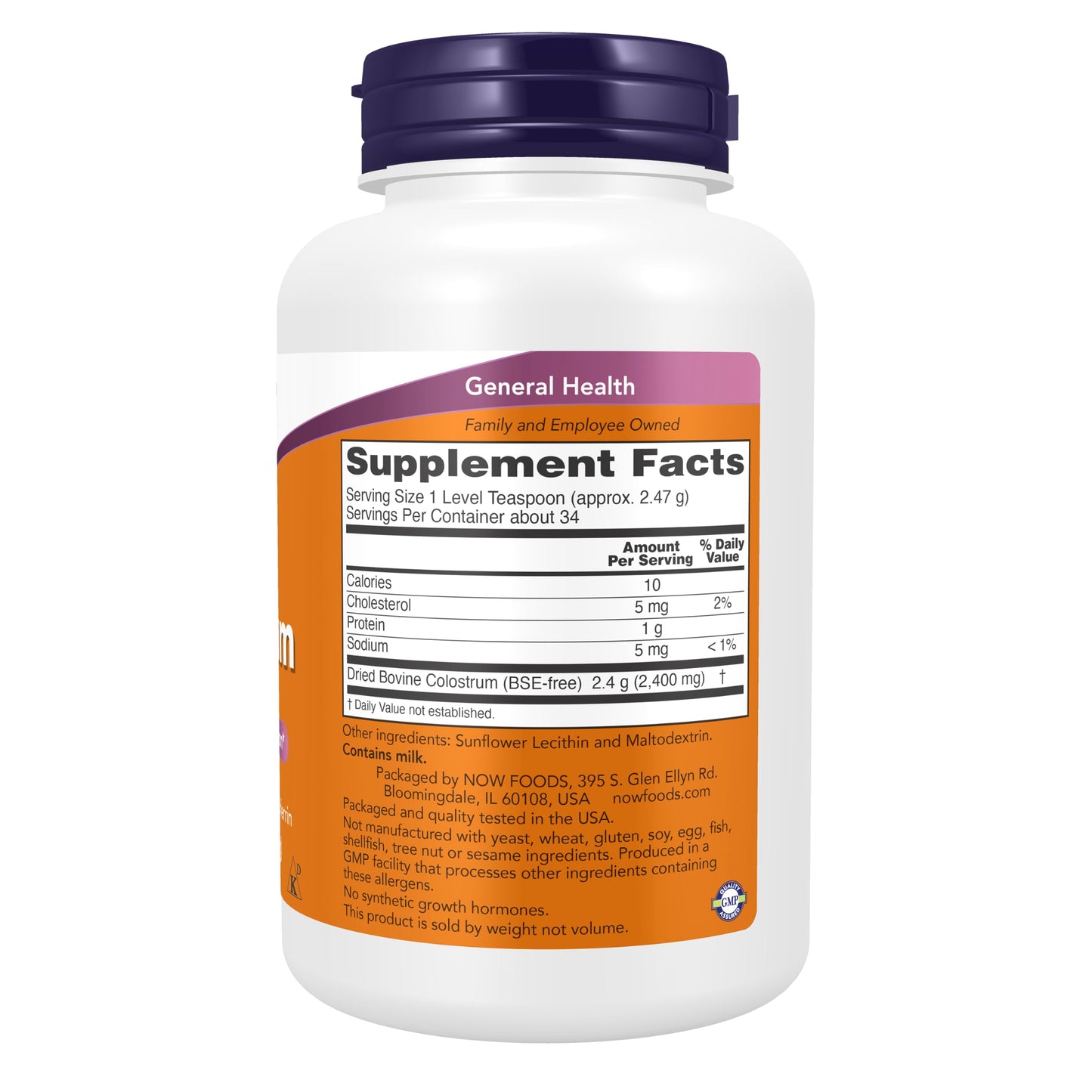 NOW Foods Supplements, Colostrum Powder, Naturally occurring Immunoglobulins and Lactoferrin, 3-Ounce
