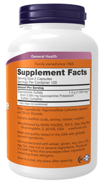 NOW Foods Supplements, Glucosamine Sulfate 750 mg, with UL Dietary Supplement Certification, 240 Veg Capsules