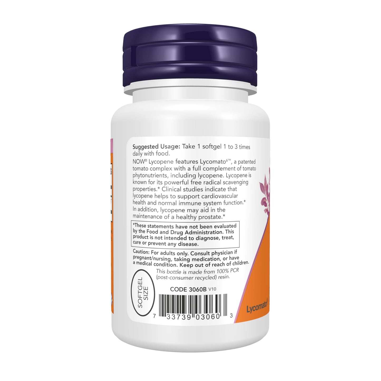 NOW Supplements, Lycopene 10 mg with Natural Extract from Tomatoes, Free Radical Scavenger*, 60 Softgels