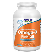 NOW Foods Supplements, Omega-3 180 EPA / 120 DHA, Molecularly Distilled, Cardiovascular Support*, 500 Softgels
