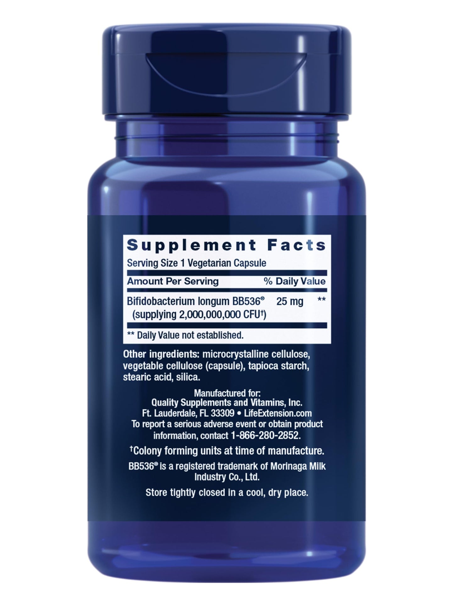 Life Extension Bifido GI Balance, probiotics, Bifidobacterium longum BB536® (2 Billion CFU), Support Healthy Gut & Digestive Health, Gluten-Free, Non-GMO, Vegetarian, 60 Capsules