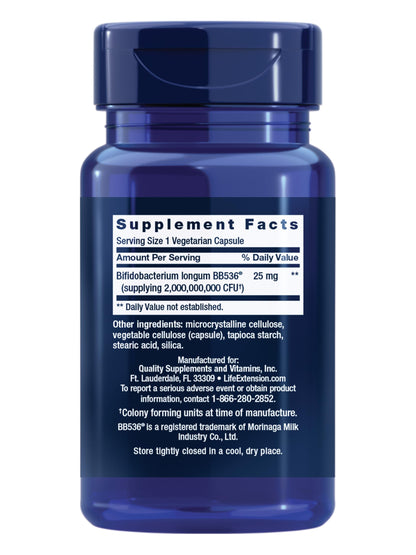 Life Extension Bifido GI Balance, probiotics, Bifidobacterium longum BB536® (2 Billion CFU), Support Healthy Gut & Digestive Health, Gluten-Free, Non-GMO, Vegetarian, 60 Capsules