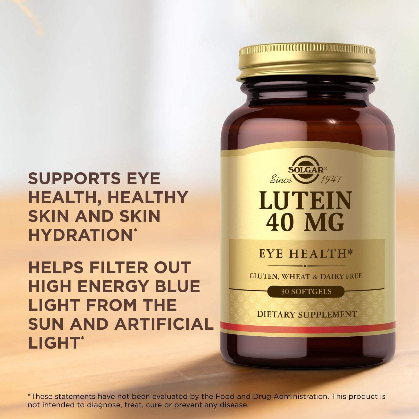 Solgar Lutein 40 mg, 30 Softgels (Pack of 3) - Supports Eye Health - Helps Filter Out Blue Light - Contains FloraGLO Lutein - Gluten Free, Dairy Free - 90 Total Servings